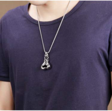 Collana Uomo Con Ciondolo Guantoni Da Boxe – Lega Metallica, Colore Bianco/Nero, Catena 50cm - 3