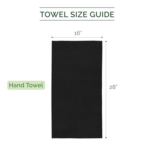 Image of Elegant Comfort Three Line Popcorn Towel Set for Bathroom 16 x 28 inches, Premium Hotel Quality 4-Pack Hand Towels, 100% Turkish Cotton, Soft and Durable, Quick Dry and Highly Absorbent, Black