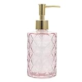 JECOMPRIS Glas Shampoo Spender Pressflasche mit Rosa Deckel Langlebiger Glas behälter für Duschgel und Lotion rutschfeste Design seifenspender für Bad und Reise