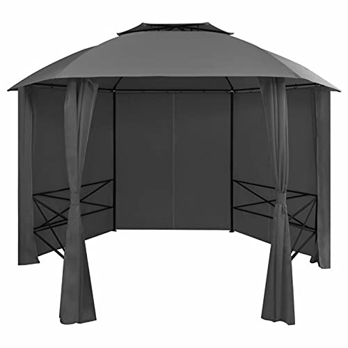 Carpa de jardín con Cortinas, Xichuzi Pergola Jardin Exterior, Cenador, Carpa Jardin Exterior, Carpas para Terraza, Hexagonal 360x265 cm
