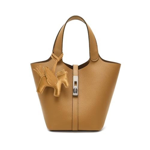 Kadynow Bolsa de mão feminina de couro vegano, bolsa de ombro feminina, A5-1 amarelo marrom