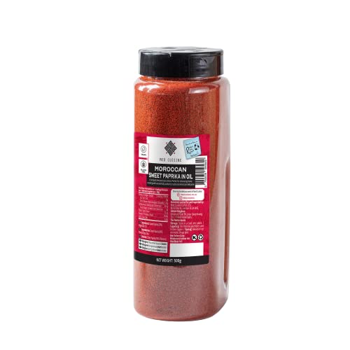 Med Cuisine Sweet Paprika in Oil (500GR) - Traditional Middle Eastern Sweet Red Moroccan Paprika in Sunflower Oil – Premium Quality Ingredient, Vegan & Non-GMO