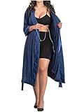 BE SHAPY PJ401 Post Surgery Recovery Mastectomy Robes with Drain Pockets also Ideal for BBL Faja Stage 1 & Tummy Tuck Recovery Dark Blue S-M