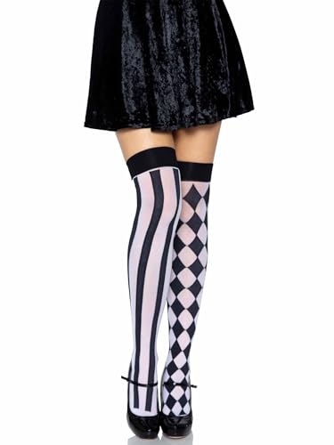 Leg Avenue womens Harlequin Thigh Highs Hosiery Black/White One Size US