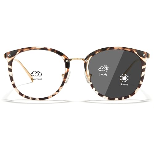 Image of Cyxus Blue Light Glasses Photochromic Lens for Women, Fashionable Computer Glasses on Office Reduce Eye Strain Anti Migraine Great for Working Reading