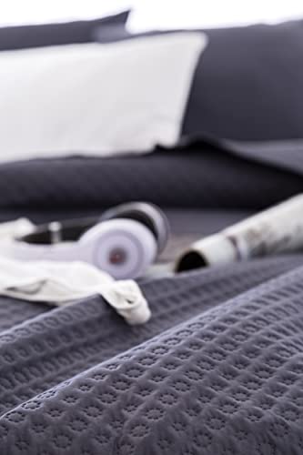 Miniatura 7 de Todocama Colcha Boutí Fina Con Diseño Piqué, Para Primavera, Verano, Otoño E Invierno. 100 Microfibra Extra Suave. Colcha Cubre Cama Multiusos. Cama 140 150 160-250x260cm Gris Oscuro