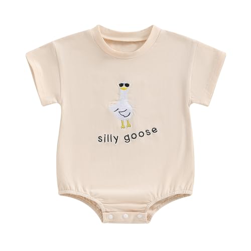 Newborn Baby Boy Girl Bubble Romper Silly Goose Short Sleeve Oversized Bodysuit Infant Farm Animal Summer Outfit