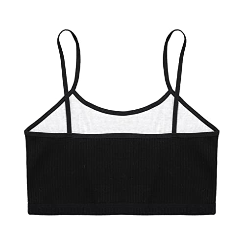 Kids Girls Ribbed Knit Spaghetti Straps Crop Top Sleeveless Solid Color Sport Bras Crop Cami Tank Top4