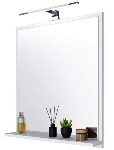 FreshYou Badspiegel mit 1 Ablage Badezimmerspiegel Spiegel Regal...