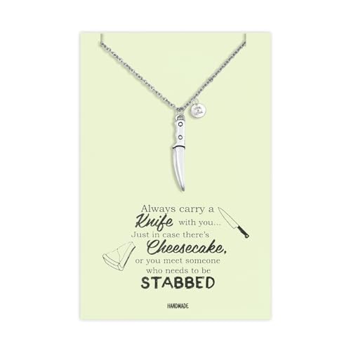 quan jewelry Mini Chef Knife Necklace, Chef Knife Pendant Gifts for Women, Kitchen Cooking Utensil Jewelry, Men and BFF with Funny Quotes on Gift Card2