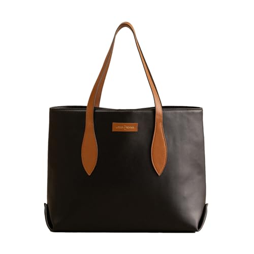 Urban Space Vegan Leather Women Tote Bag with Laptop compartment, Handbag for Work, Ladies purse, Stylish Shoulder Bag, Laptop ipad Bags For Office Use, Gift for Women (Kaya Tote Black)