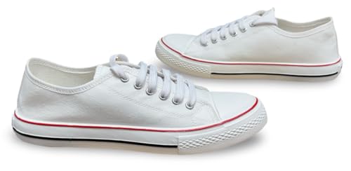 Image of Classic Canvas Low-Top Sneakers, Casual Lace-Up Style with Rubber Sole for Mens