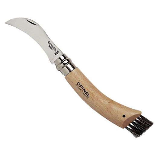 Opinel Coltello a fungo, acciaio Sandvik, legno di faggio, setole di cinghiale