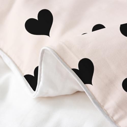 Housse de couette 140x200 coton parure de lit enfants cœurs - 6