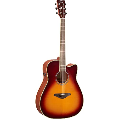 Image of Yamaha FGC-TA Dreadnought Cutaway Transacoustic Guitar w / Chorus and Reverb, Brown Sunburst | Built-in Transacoustic Reverb and Chorus, Solid Spruce Top, Mahogany Back and Sides, Srt Piezo Pickup