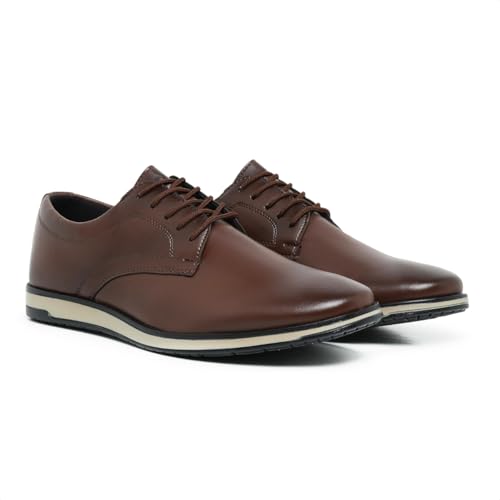 Sapato Social Oxford Masculino Moderno Confortavel com Cadarço (Marrom, BR, Adulto, Numérico, 41)