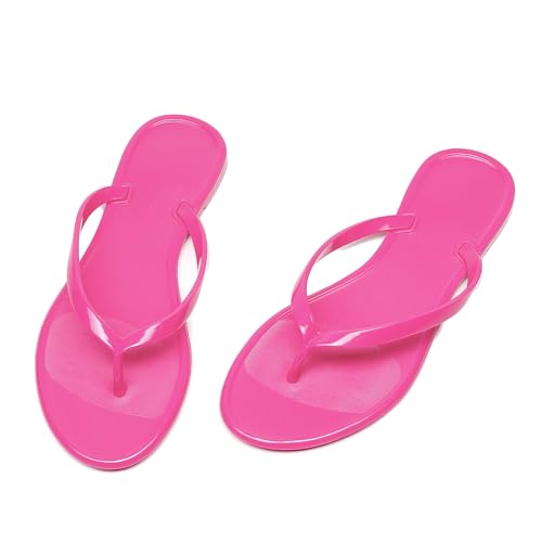 Image of Womens Flip Flops Thong Sandals Jelly Shoes Flat for Ladies Slides Black Slippers Size 9 Slip On Summer Beach Dressy
