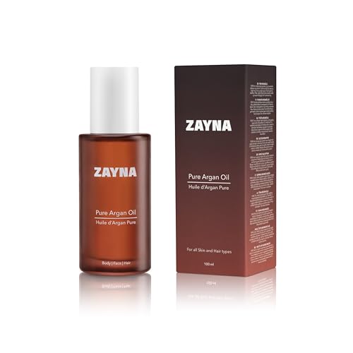 ZAYNA Aceite de Argán Puro Bio 100ml | 100% Prensado en Frío de Marruecos | Cabello, Rostro y Cuerpo | Testado dermatológicamente | Rico en vitamina E | Envasado en Suiza