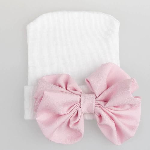 Newborn Baby Hospital Hat Infant Cap with Big Bow Soft Cute Knot Nursery Beanie3