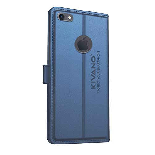 Image of KIVANO Professional Series Wallet Case Compatible for Apple iPhone 7 | Luxurious Design | Handcrafted Unique | Premium | PU Leather Flip Cover | Card Slots | Kickstand | Magnetic Closure - Dark Blue