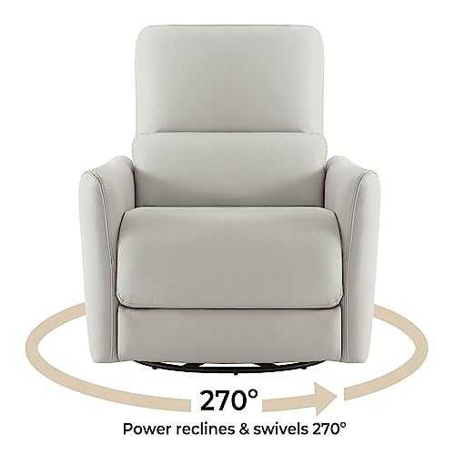 Image of CHITA Power Recliner Chair, Swivel Nursery Glider, Faux Leather, Cream | FSC Certified Upholstery Rocking Chair, Power Lumbar Support, Reclining Chair for Living Room & Nursery