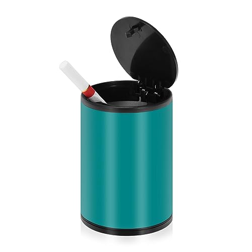 Cendriers d'extérieur cyan foncé pour cigarettes patio avec couvercle en acier inoxydable portable couvert cendrier avec couvercles pour camping, cuisine,...