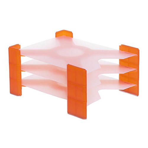 Briefkorb X-Filer orange mit Einlegeboden farblos transparent 3er Set