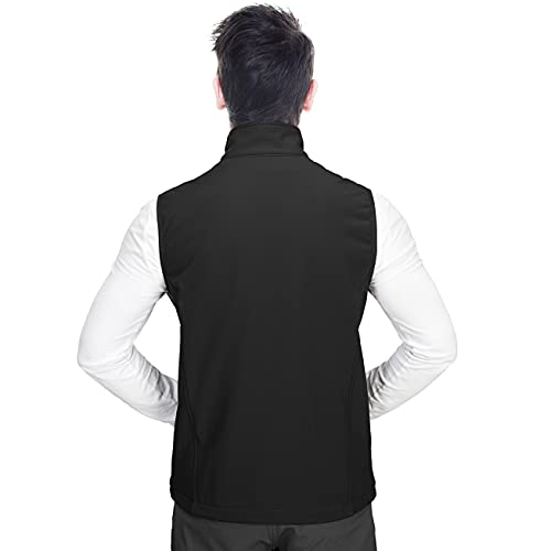 33,000ft Weste Herren Outdoor Wasserdichte Softshell Ärmellose Jacke Bodywarmer Fleece Weste Full Zipp Softshellweste Schwarz L