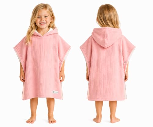 Image of Hooded Poncho Towel for Babies, Kids, and Toddlers - Versatile Swim and Bath Coverup for Beach and Pool Fun