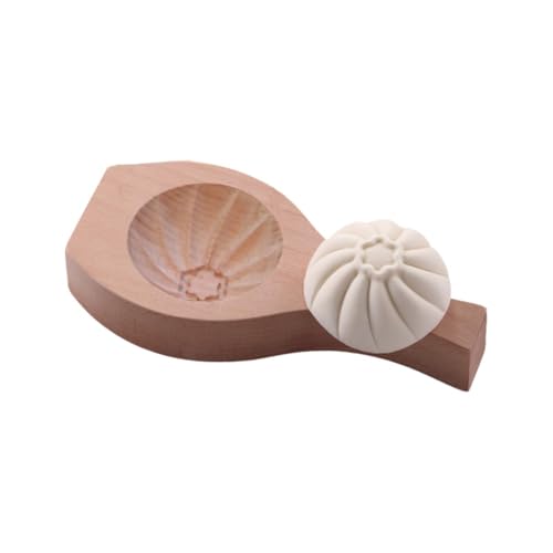 Wood Baozi Mould Set 6/7/8cm - Traditional Chinese Steamed Bun Press, Reusable Baking Tool for Dim Sum, Pastry, Mooncakes & Biscuits(S-Round Edge)