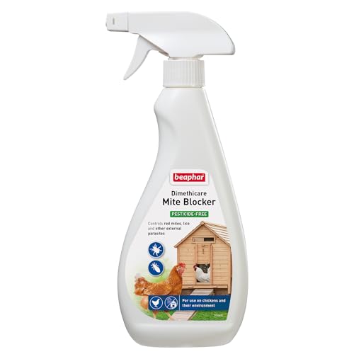 Beaphar - Dimethicare Mite Blocker Spray 500ml - Specially Formulated for Use On Both Chickens Avian Birds & Their Housing - Pesticide Free Immobilises Red Mites Lice & Other External Parasites