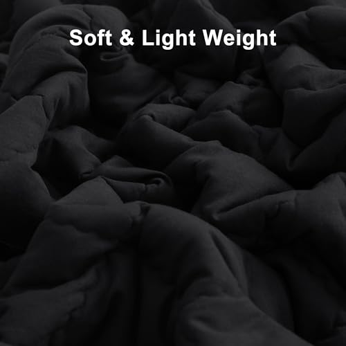 Image of BEDSUM Toddler Comforter, Brushed Microfiber Crib Blanket - All Season Quilted Down Alternative Nursery Bedding - Lightweight Breathable Baby Blanket for Stroller & Nap, 39x47, Black
