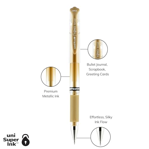 Image of uniball Signo Gel Impact Pens, Bold Point (1.0mm), Assorted Metallic, 3 Pack