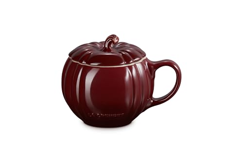 Image of Le Creuset Stoneware Pumpkin Mug with Lid, 14 oz., Garnet
