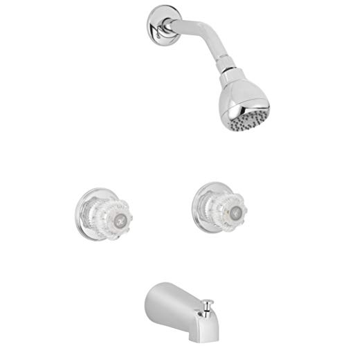 Aqua Vista 10SHO1H-CH-AV Acrylic Knobs Tub and Shower Faucet Trim Kit, Polished Chrome Two Handle by Aqua Vista - Used condition - US$49.63