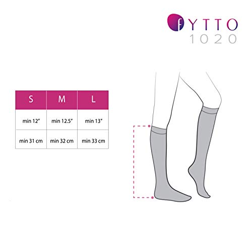 Fytto 1020 Women’s Compression Socks, Opaque 15-20mmHg Hosiery, Flight Stockings – Smooth-Knit Professional Support for Business & Travel, Classic Black, Medium - Thumbnail 4