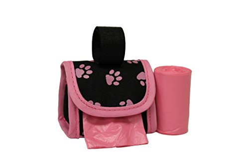 Image of FiveStarPet Purse Style Dispenser with 2 Rolls Made in USA Easy Open Poop Bags Dog Waste Bags (Pink Paw)