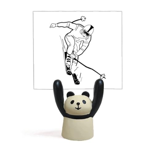 Porte-mémo noir panda de sport d'hiver pour bureau