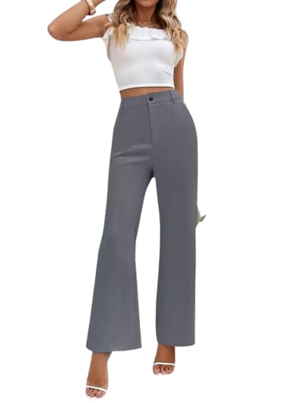 Stylish Black Mom Fit High Rise Solid Straight Trouser for Women – Fashion2wear