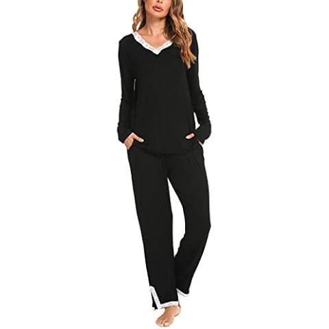 Lovasy Women's Soft V-Neck Pyjamas Set Cover