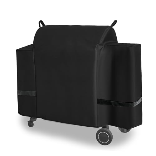 Outdoor 600D Heavy Duty Grill Cover for Traeger Ironwood 885 Series,Full-Length ironwood 885 Grill Cover Accessory Waterproof Pellet Cover for traeger grill cover ironwood 885 Accessories BAC513,Black