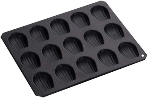 タイガークラウン マドレーヌ型 黒 228×269×13mm Blackマドレーヌシェル型15P スチール シリコン塗装 耐熱250度 5084のサムネイル