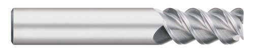 Titan TC39616 Solid Carbide End Mill, Regular Length, 3 Flute, Corner Radius, 60 Degree Angle Helix, AlTiN Coated, 1/4" Size, 2-1/2" Overall Length, 3/4" Length of Cut, 0.020" Corner Radius