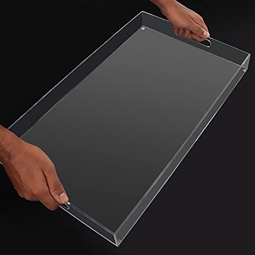 Miniatura 3 de Kurtzy Bandeja Plastico Acrílico Transparente Con Asas 50 X 30 Cm Bandeja Rectangular Extra Grande A Prueba De Derrames Bandeja Decorativa, Café Té, Alimentos, Bebidas Y Organizar Mesa