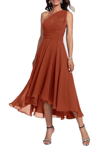 Infinity Chiffon Mother of The Bride Dresses Convertible Tea Length Formal Wedding Party Dress for Women Rust US8