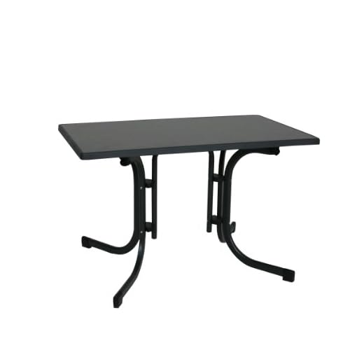 greemotion Fällbart bord i antracit med skifferdekor – trädgårdsbord för 6 personer – terrassbord trä-plast bordsskiva – balkongsbord justerbar höjd – matbord 115 x 70 x 70 cm
