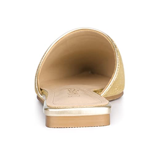 Allegra K Women's Slip On Gold Glitter Heels Pointed Toe Slide Mules 7 M Us #TOP3