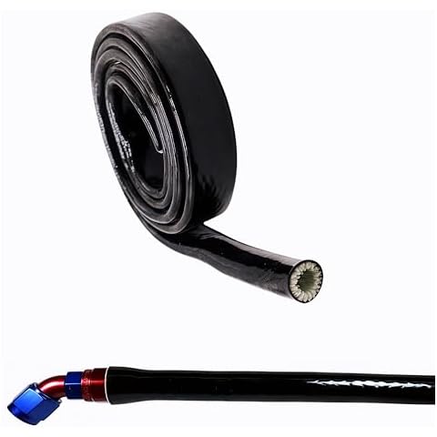 1"(25mm) ID Heat Shielded Fire Thermo Armor Fire Sleeve Silicone Coated Fiberglass for Automotive Hose Lines & Electrical Wiring Black, 5 feet Cover