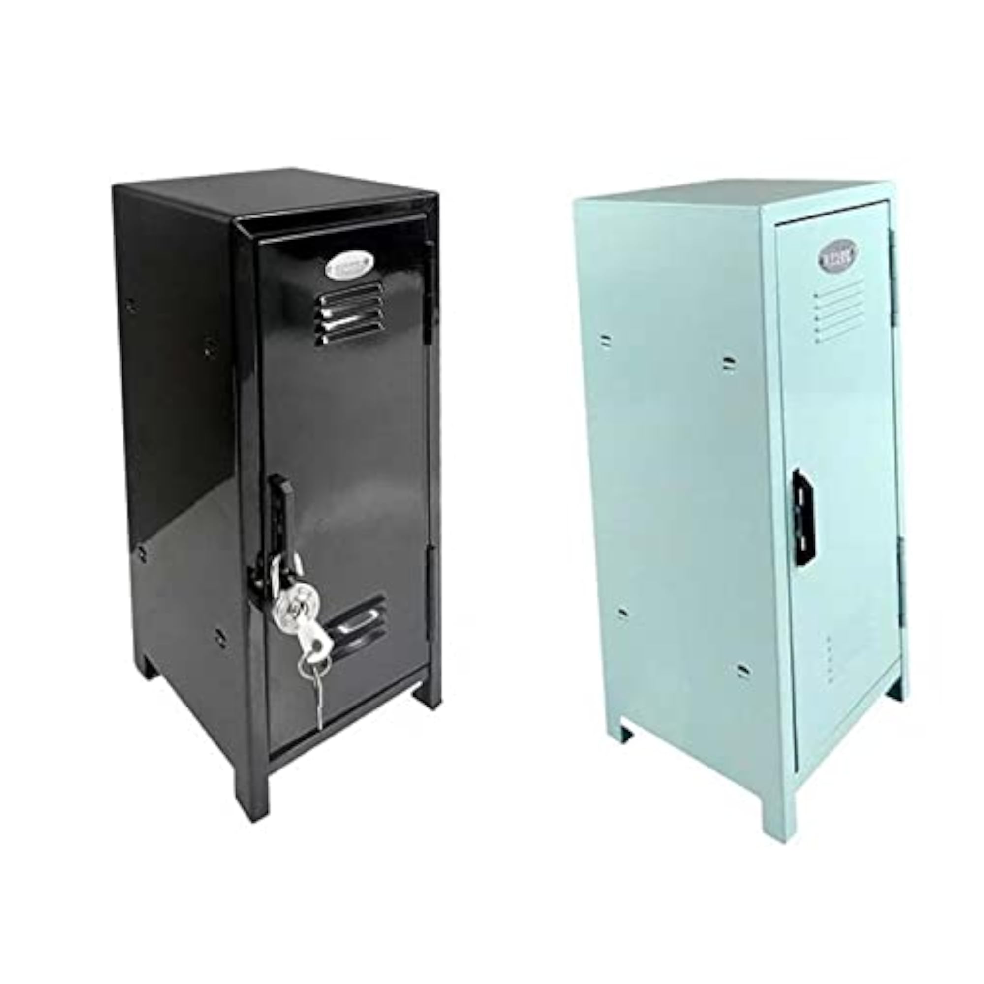 Small Vertical File Makeup Storage Cabinet, Blue and Black