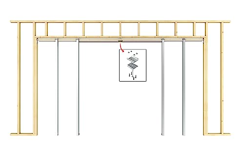 JUBEST 2 Set Pocket Door Frame Kits con mecanismo de cierre suave bidireccional de 120LBS, kit fácil de instalar para doble puerta de 48" a 72"x80", kit de puerta oculta duradero, funcionamiento suave y silencioso miniatura 7